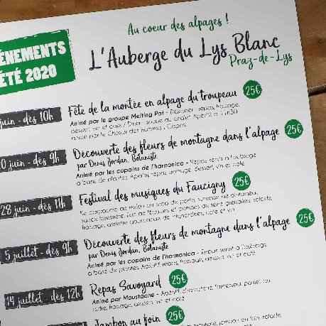 Miniature programme événements Le Lys Blanc, Praz de Lys été 2020